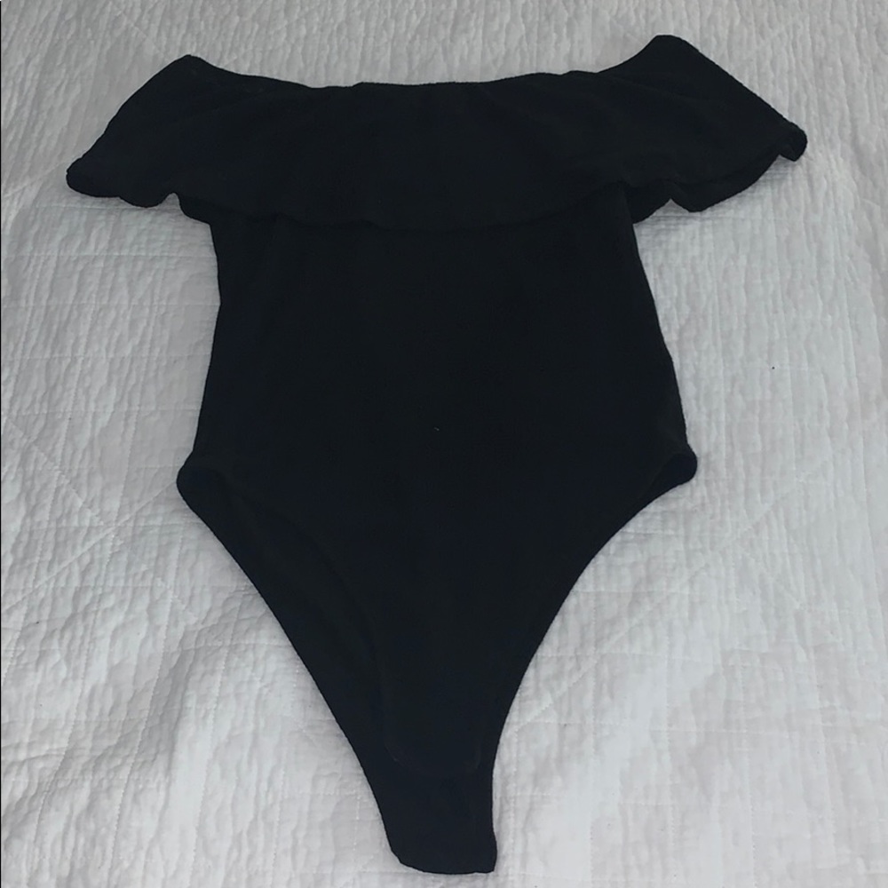 Black Bodysuit with ruffle